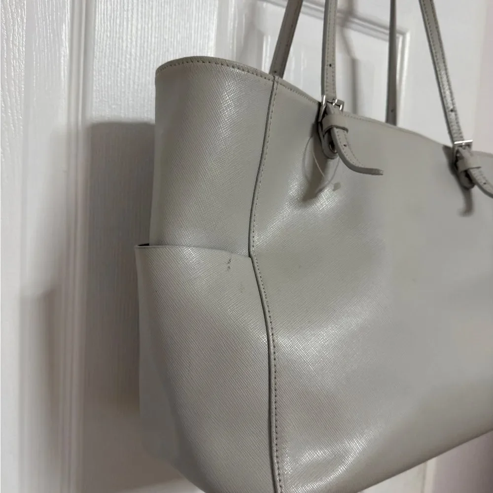 Chic Gray Leather Laptop Tote by Longchamp